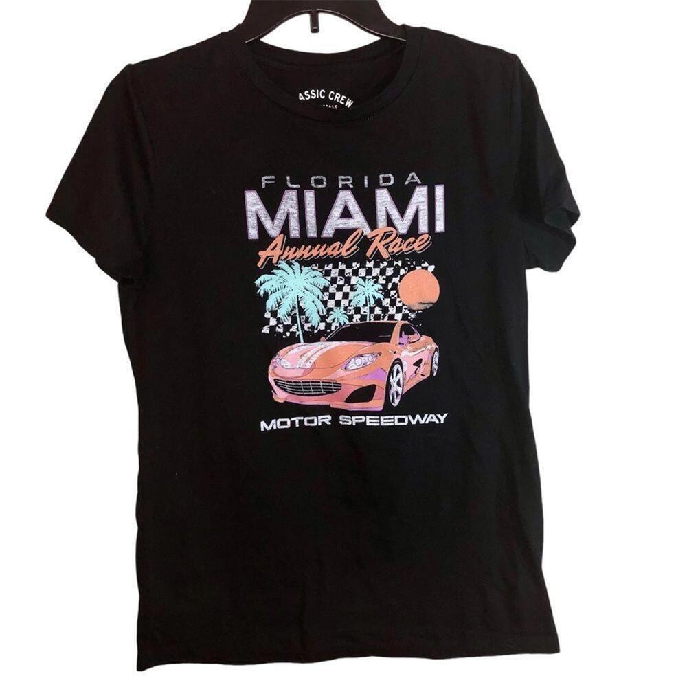 Aeropostale Classic Crew SZ XL Black Short Sleeve T-shirt Florida Miami Car